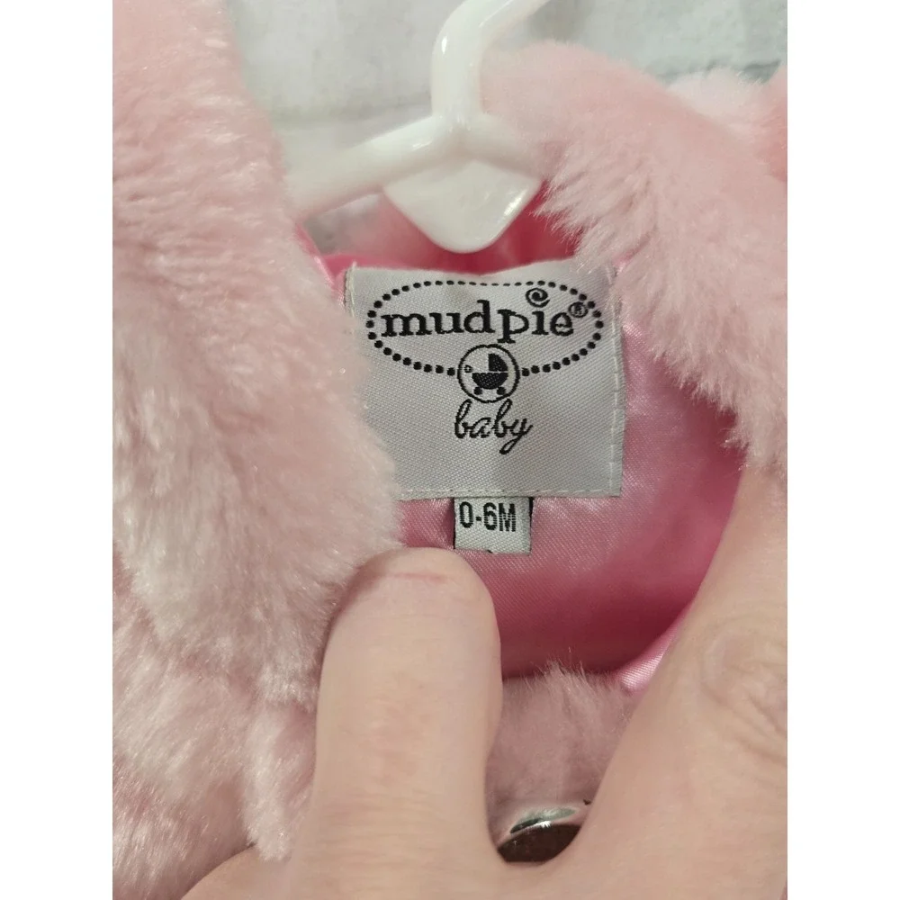 Mud Pie 0-6M Baby Girl Outerwear Toddler Winter Warm Faux Fur Hooded Coat Jacket